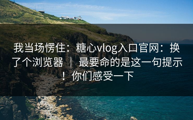 我当场愣住：糖心vlog入口官网：换了个浏览器 ｜ 最要命的是这一句提示！你们感受一下